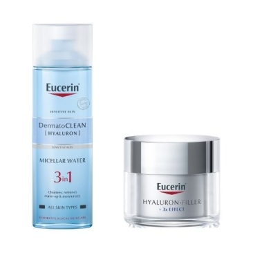 Eucerin DermatoCLEAN Micellair 3 in 1 200ml en Hyaluron-Filler dagcrème SPF 15 50ml Routine Kit